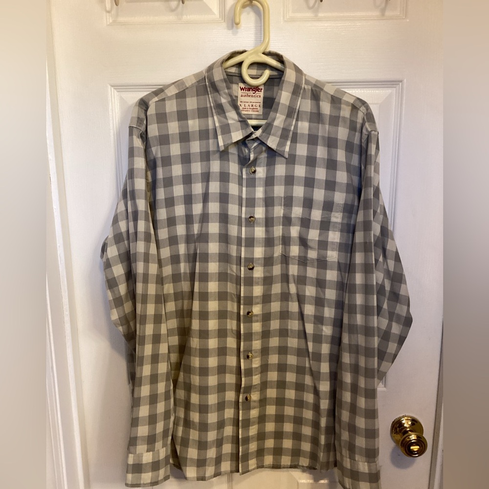 Wrangler Men's Casual Gray Plaid Shirt XL